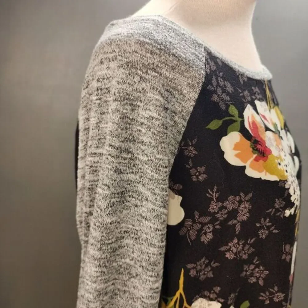 Kut from‎ the Kloth Floral Benter Mixed Material Long Sleeved Top -Size Large